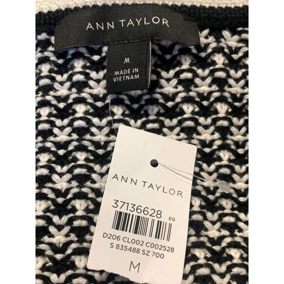 Ann Taylor Womens Knit Sweater Vest Black White Sleeveless Medium V-Neck NWT New - Picture 9 of 10